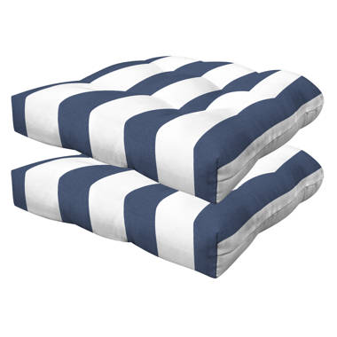 Blue and white 2024 striped chair cushions